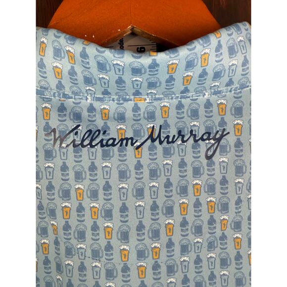 William Murray Performance Golf Polo‎ Shirt Activewear Beer Powder Blue Medium - Picture 10 of 10